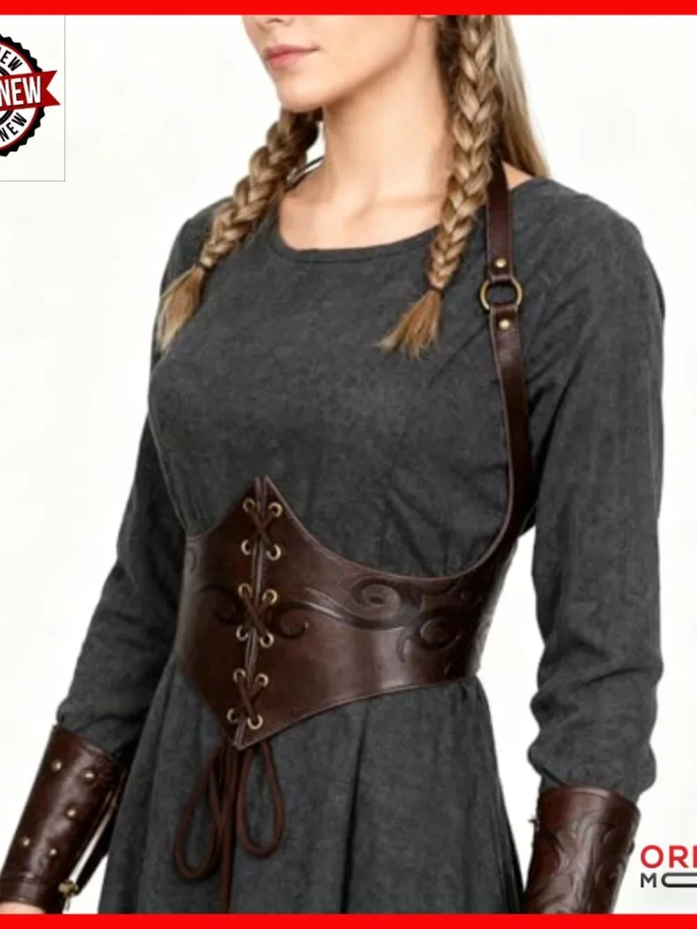 Faux Leather Corset Belt Adjustable Medieval Viking Cinch